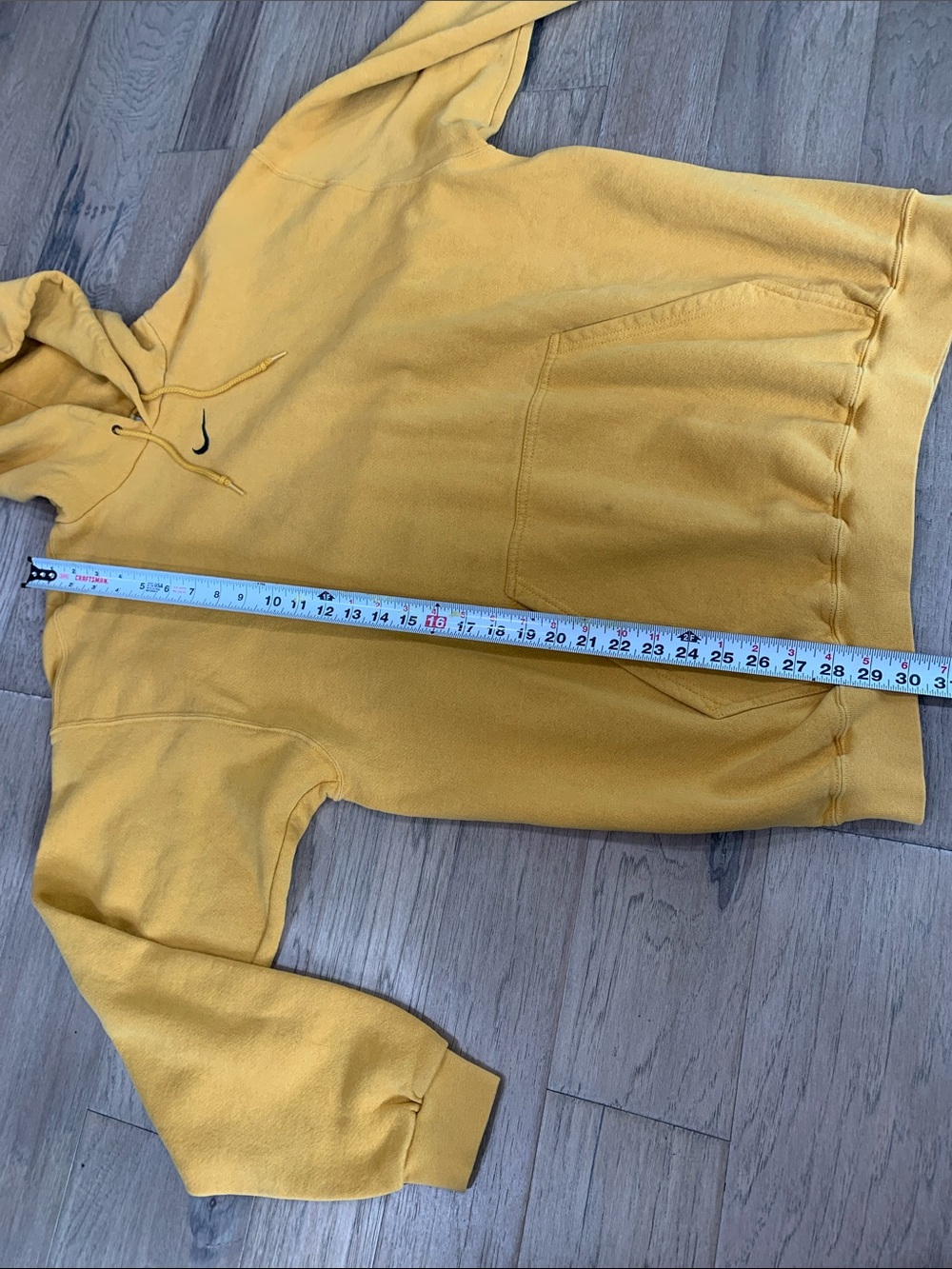 Vintage Nike Yellow Hooded Sweatshirt with Black Swoosh Size XL - Picture 7 of 10